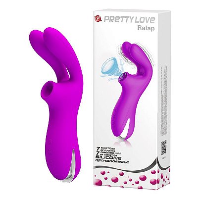 PRETTY LOVE RALAP - ESTIMULADOR EM FORMA DE COELHO DE CLÍTORIS RECARREGÁVEL, FEITO EM SILICONE COM 7 MODOS DE VIBRAÇÃO E 7 MODOS DE SUCÇÃO - 17,5 X 3,4 CM - COR ROXO