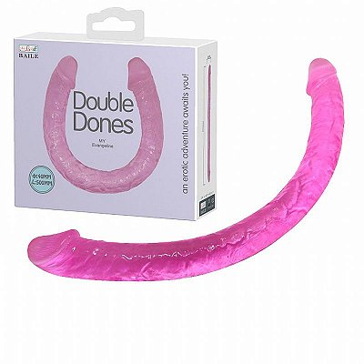 Baile Double Dones - PÊNIS DUPLO FLEXÍVEL COM VEIAS SALIENTES - 49 X 3,5 CM - COR ROSA