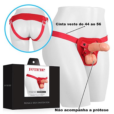 STRAP ON FETICHE EM NEOPRENE - CINTA PENIANA AJUSTÁVEL COM APOIO LOMBAR | COR: VERMELHO | PLUS SIZE