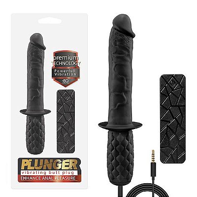 NANMA PLUNGER VIBRATING BUTT PLUG - VIBRADOR BASTÃO EM FORMA DE PÊNIS REALÍSTICO COM 10 MODOS DE VIBRAÇÃO E CONTROLE REMOTO - 13 X 2,8 CM