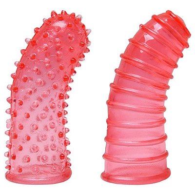 G-SPOT CAPA DE DEDO - POSSUI 2 DEDEIRAS COM CURVA NA PONTA PARA ESTIMULAR O PONTO G - 7,5 X 2,5 CM - COR VERMELHA