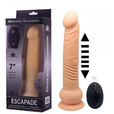 APHRODISIA DILDO ESCAPADE - PÊNIS REALÍSTICO RECARREGÁVEL COM MOVIMENTO VAI E VEM, VENTOSA -  24 X 3,5 CM