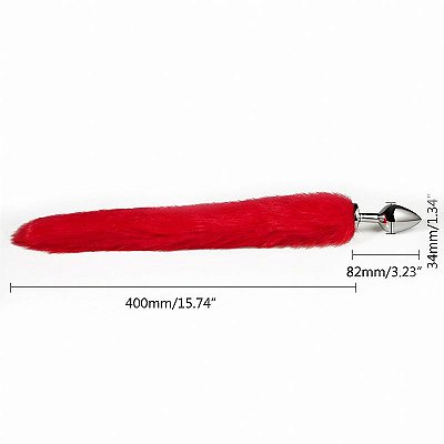 PLUG ANAL RABO DE RAPOSA 40 CM - COR VERMELHO