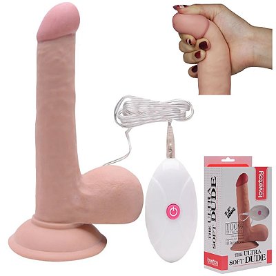 LOVETOY THE ULTRA SOFT DUDE 7.5'' - PÊNIS MACIO EM CYBER SKIN COM VIBRADOR E VENTOSA - 18,5 X 4,5 CM