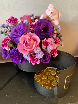 Box Gaveta com flores e bombom