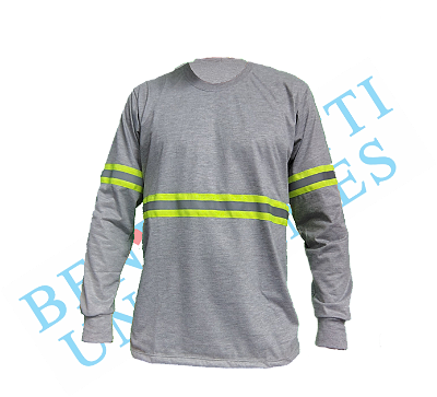 Camiseta Manga Longa com Faixa Refletiva - PV Cinza mescla