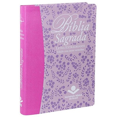 Bíblia Sagrada Letra Extragigante / capa lilas impressa, borda prateada índice / ARC / SBB