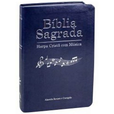Bíblia Sagrada Harpa Cristã com Música / Almeida Revista e Corrigida/ capa azul  borda prateada / SBB
