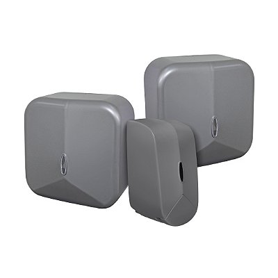 Kit Toalheiro, Porta papel Higiênico Rolão e Saboneteira Hígia Grafite - Biovis