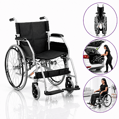 Cadeira de Rodas Modelo D100 Dobrável Resistente Até 120kg - Dellamed
