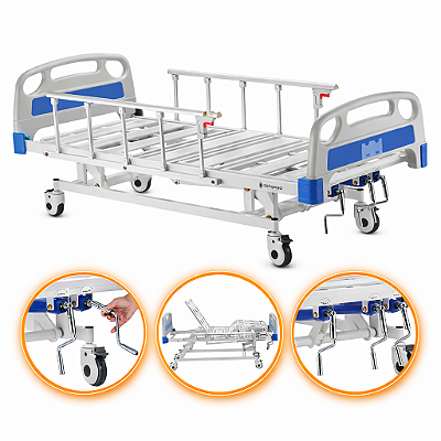Cama Hospitalar 3 Movimentos Manual Até 200kg DX3 - Dellamed