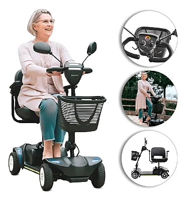 Scooter Elétrica Preta Modelo LB Ligth Até 136 Kg - Dellamed