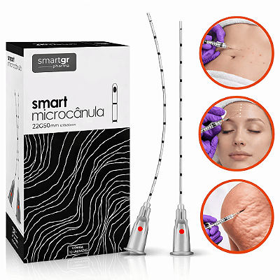 Microcânula 22G x 50mm Smart GR Ponta Arredondada Caixa 10 Unidades