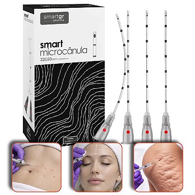 Microcânula 22G x 50mm Smart GR Ponta Arredondada Caixa 10 Unidades