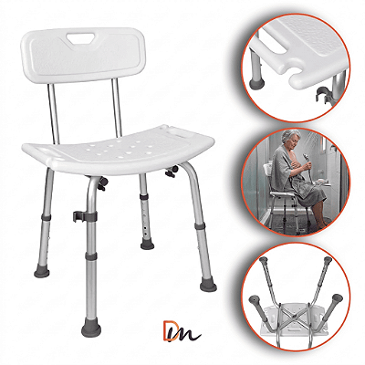 Banco Para Banho Com Encosto 6 níveis de altura Até 135Kg - Mercur