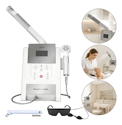 Vaporizador Facial Ozônio Beauty Steam Maxx HTM LED Cromoterapia Aromaterapia Estética Profissional