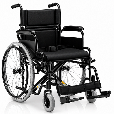 Cadeira de Rodas Dobrável Dellamed D400 até 120kg Aço Carbono com Rodas Removíveis e Almofada