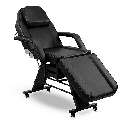 Poltrona Maca Fixa Reclinável Soft Preta base Preta Com 2 Bandejas - Akmed