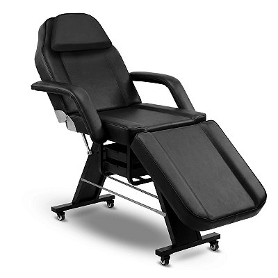 Poltrona Maca Fixa Reclinável Soft Preta base Preta Com 2 Bandejas - Akmed