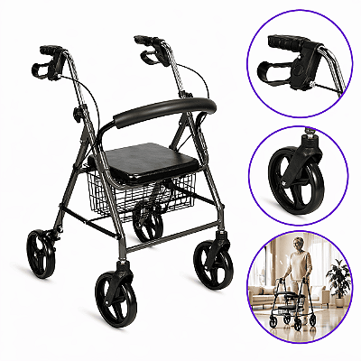 Andador 4 Rodas Para até 135Kg - Hidrolight