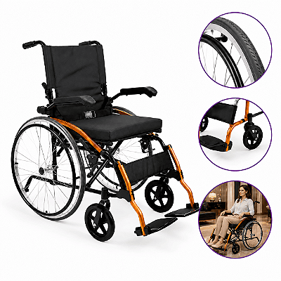 Cadeira de Rodas Manual Dobrável D600 Pop Suporta Até 120 kg - Dellamed