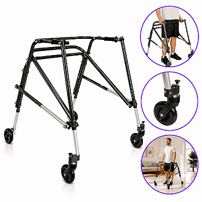 Andador Posterior Para Locomoção e Reabilitação Com 4 Rodas Tamanho G Preto - Mercur