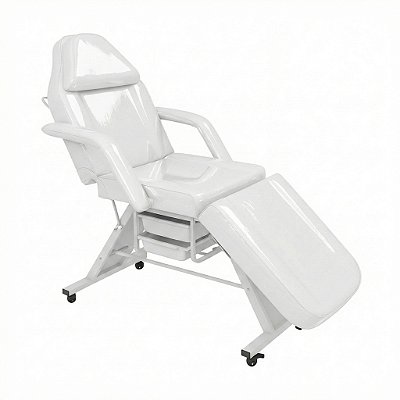 Poltrona Maca Fixa Reclinável Soft Branca Plastificada Com 2 Bandejas - Akmed
