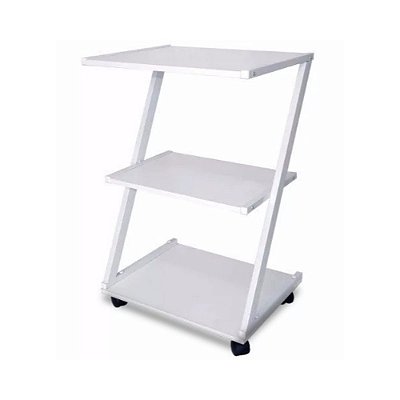 Mesa Carrinho Auxiliar Em Z Metálico Com 3 Prateleiras - Salus Brasil - Branco