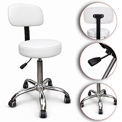 Mocho Giratório Profissional Akmed com Encosto para Clínica Estética
