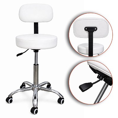Mocho Giratório Profissional Akmed com Encosto para Clínica Estética