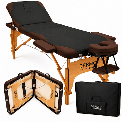 Maca Portátil Dobrável Mesa Massagem Estética Preta com Marrom - Akmed