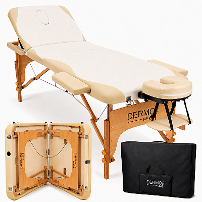 Maca Portátil Dobrável Mesa Massagem Estética - Akmed - Creme Com Bege