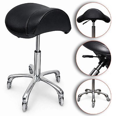 Mocho Sela Fixo Assento Ergonômico Giratório Preto - Akmed