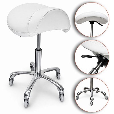 Mocho Sela Fixo Assento Ergonômico Giratório Branco- Akmed