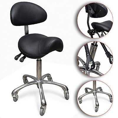 Mocho Sela Ajustável Ergonômico Com Encosto Preto - Akmed