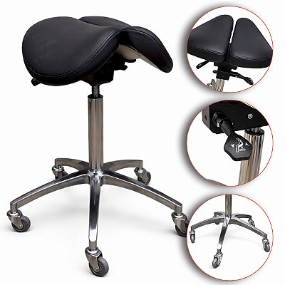 Mocho Sela Bipartido Split Assento Giratório Ergonômico Com 2 Regulagens Preto - Akmed