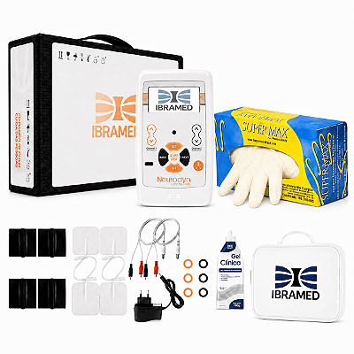 Neurodyn Portable TENS Ibramed Profissional 2 Canais + Kit Completo com Balança e Bolsa