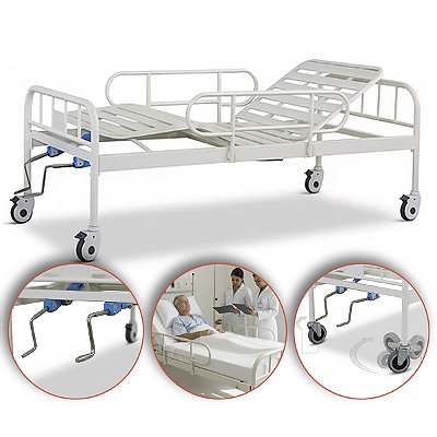 Cama Hospitalar 02 Manivelas Até 180 Kg  Supermedy - Embalagem Danificada Outlet