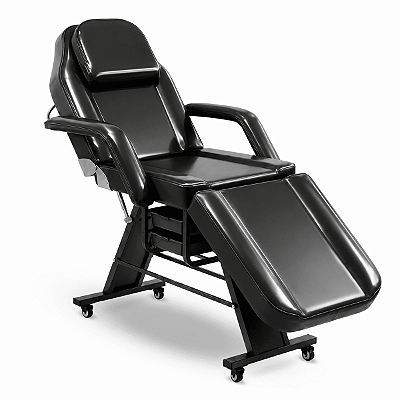 Poltrona Maca Fixa Reclinável Soft Preta Plastificada Com 2 Bandejas - Akmed