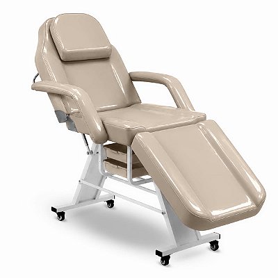Poltrona Maca Fixa Reclinável Soft Bege Plastificada Com 2 Bandejas - Akmed