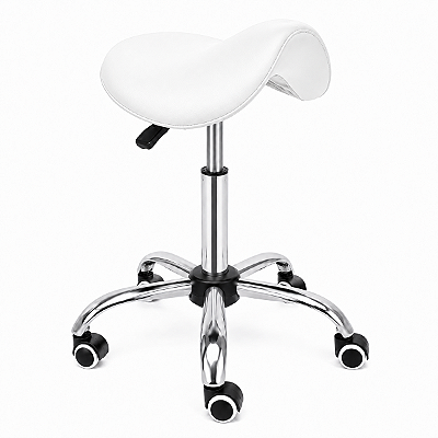 Mocho Sela Fixo Assento Ergonômico Giratório Branco - Akmed