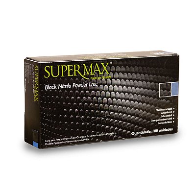Luva Para Procedimento de Nitrilo Preto Sem Pó - Supermax