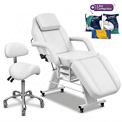 Poltrona Maca Fixa Reclinável Soft + Mocho Sela Ajustável Ergonômico + Bolsa - AKMED