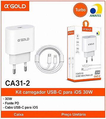 Carregador Turbo 40W USB-C Bivolt O'Gold