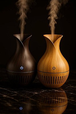 Umidificador de Ar Estilo Vaso Madeira