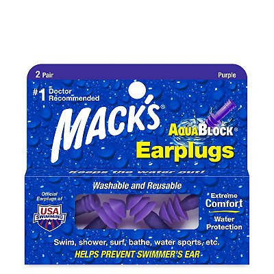 Mack's Aquablock Protetor Auricular para Natação 2 Pares