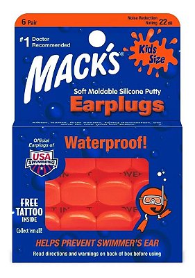 Mack's Kids Size Silicon Protetor Auricular 6 Pares 22 dB