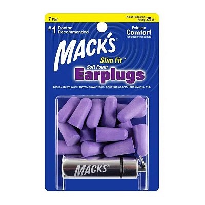 Mack's Slim Fit Protetor Auricular 7 Pares 29 dB com Case