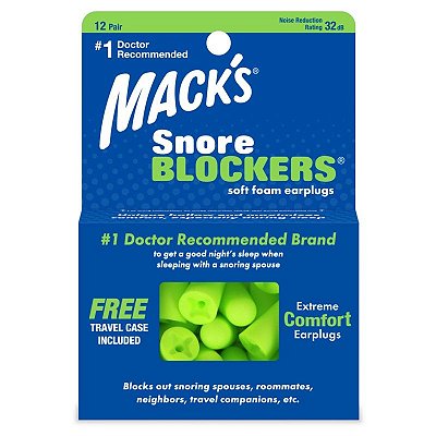 Mack's Snore Blockers Protetor Auricular 12 Pares 32 dB com Case