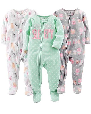 KIT 3 MACACÕES FLEECE SIMPLE JOYS made by CARTER'S - DIVERSOS - MENINA